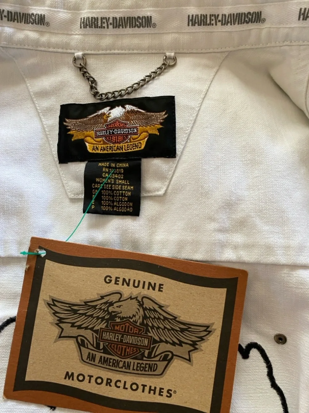 Harley-Davidson White Denim Women's Zip Jacket - Picture 5 of 7